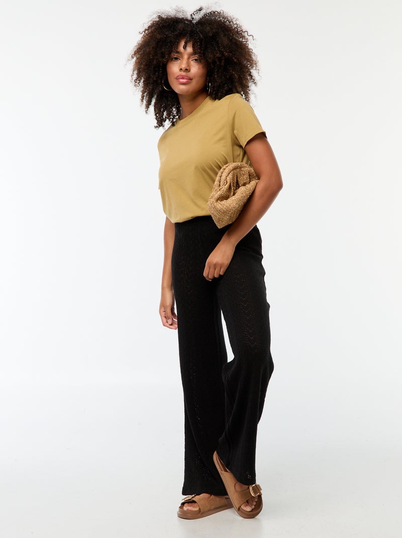 Pantaloni larghi in maglia all'uncinetto nero - Kiabi