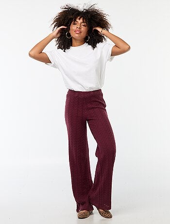 Pantaloni larghi in maglia all'uncinetto