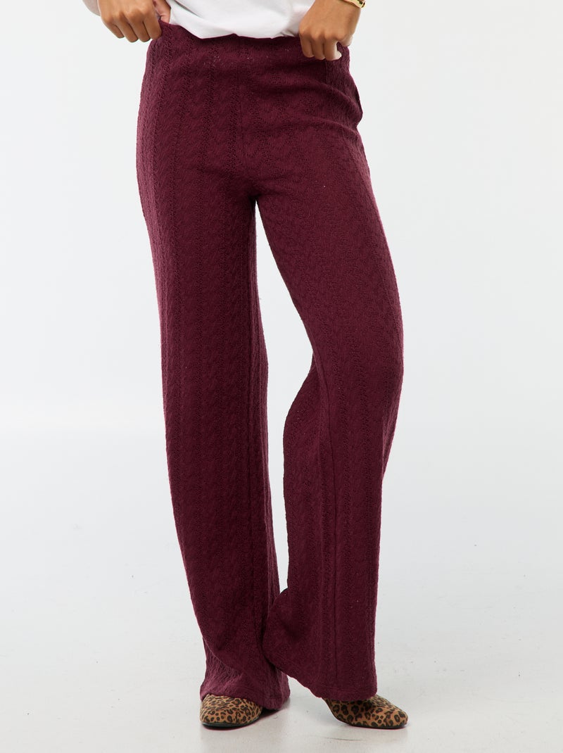 Pantaloni larghi in maglia all'uncinetto Rosso - Kiabi
