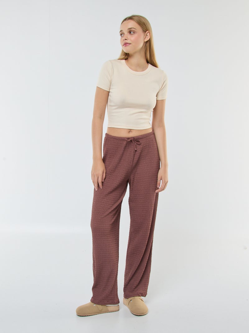 Pantaloni larghi in maglia crêpe Marrone - Kiabi