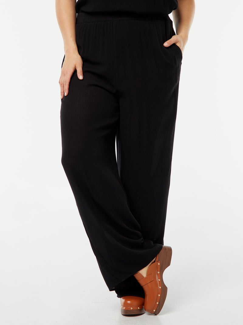 Pantaloni larghi in maglia effetto crêpe nero - Kiabi