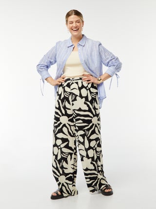Pantaloni larghi in maglia effetto crêpe