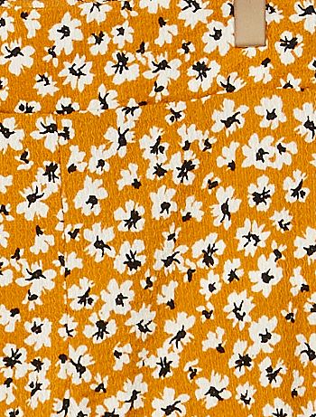 Pantaloni larghi in maglia effetto crêpe stretch a fiori - GIALLO - Kiabi -  10.00€