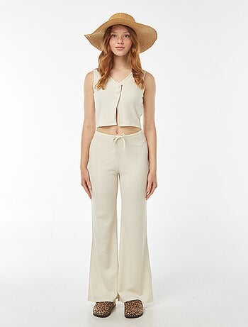 Pantaloni larghi in maglia leggera goffrata