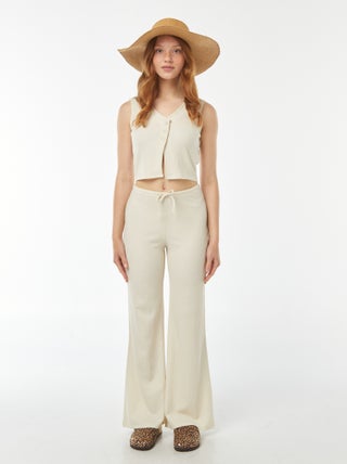 Pantaloni larghi in maglia leggera goffrata