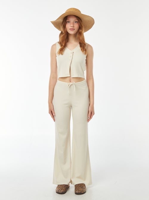 Pantaloni larghi in maglia leggera goffrata - Kiabi