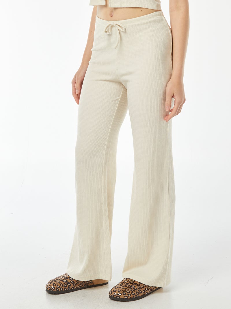 Pantaloni larghi in maglia leggera goffrata beige - Kiabi