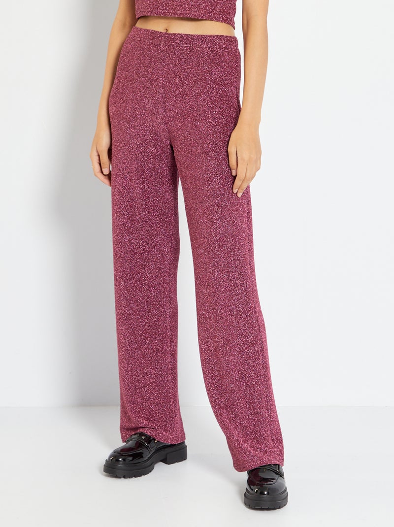 Pantaloni larghi in maglia lucida rosa - Kiabi