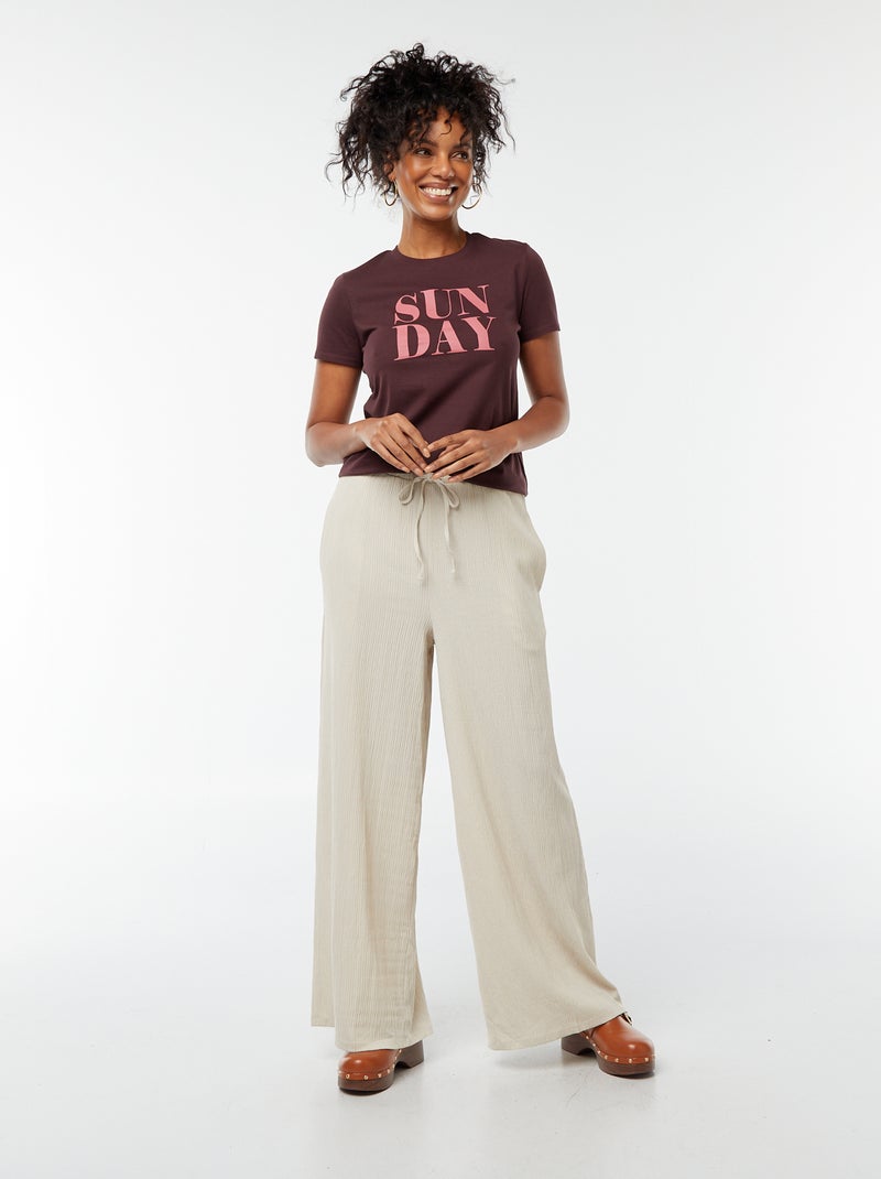 Pantaloni larghi in maglia plissettata grigio - Kiabi