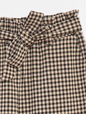 Pantaloni larghi in maglia punto milano con cintura da annodare -