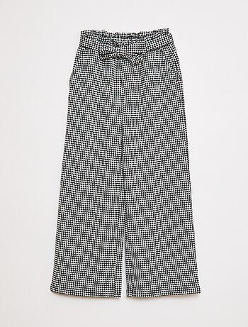 Pantaloni larghi in maglia punto milano con cintura da annodare -
