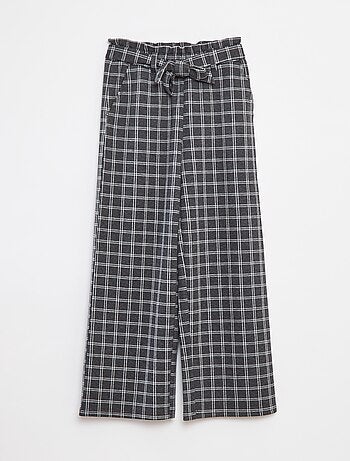 Pantaloni larghi in maglia punto milano con cintura da annodare -