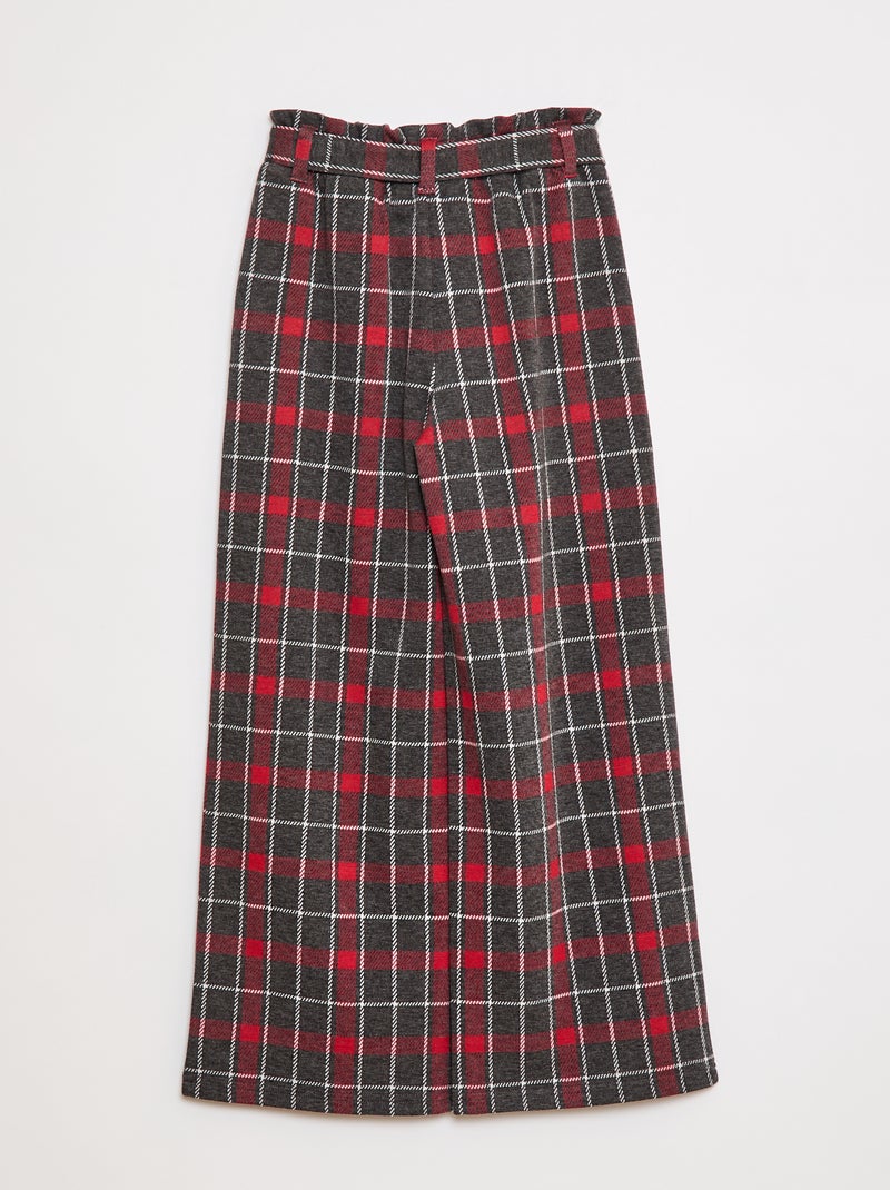 Pantaloni larghi in maglia punto milano con cintura da annodare - Rosso - Kiabi