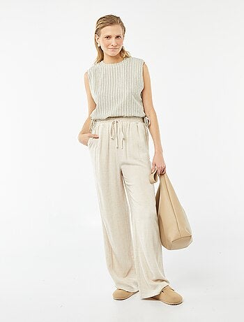 Pantaloni larghi in misto lino