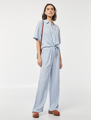 Pantaloni larghi in misto lino