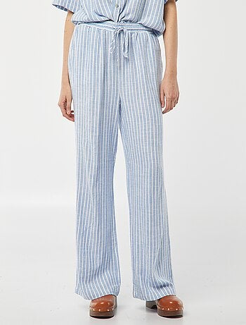 Pantaloni larghi in misto lino
