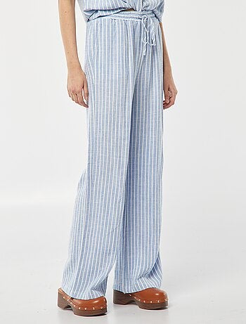 Pantaloni larghi in misto lino