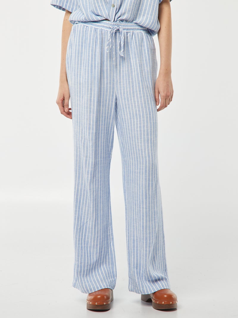 Pantaloni larghi in misto lino BLU - Kiabi