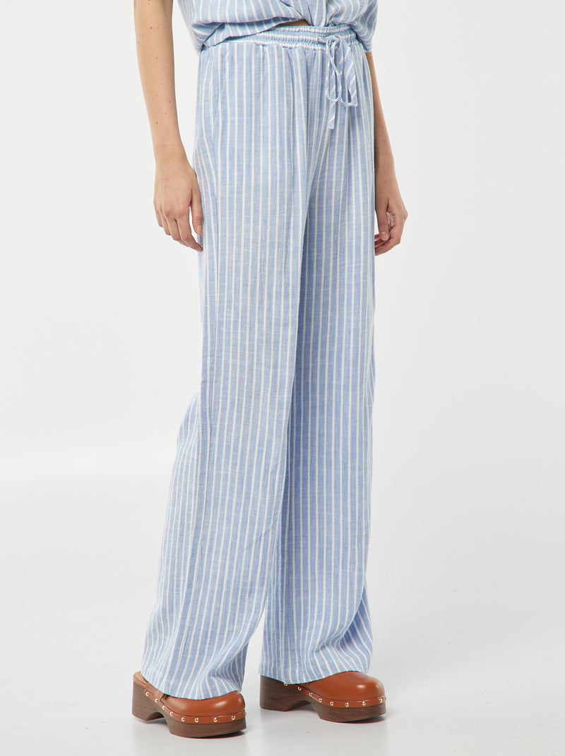 Pantaloni larghi in misto lino BLU - Kiabi