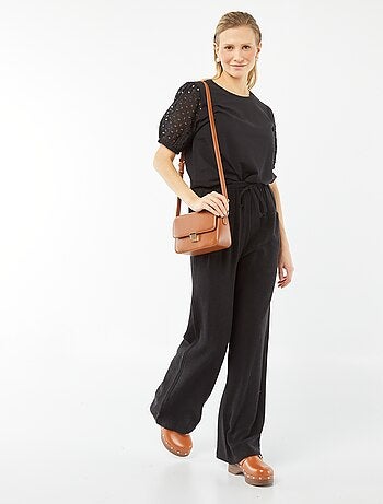Pantaloni larghi in misto lino