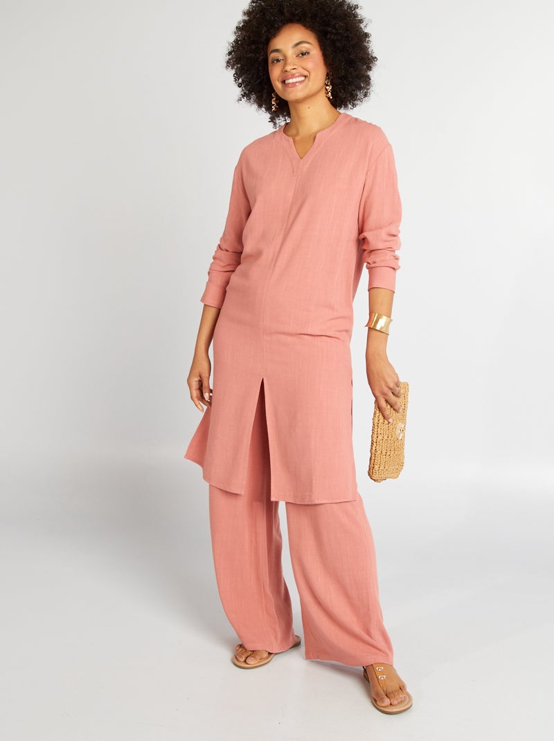 Pantaloni larghi in misto lino ROSA - Kiabi