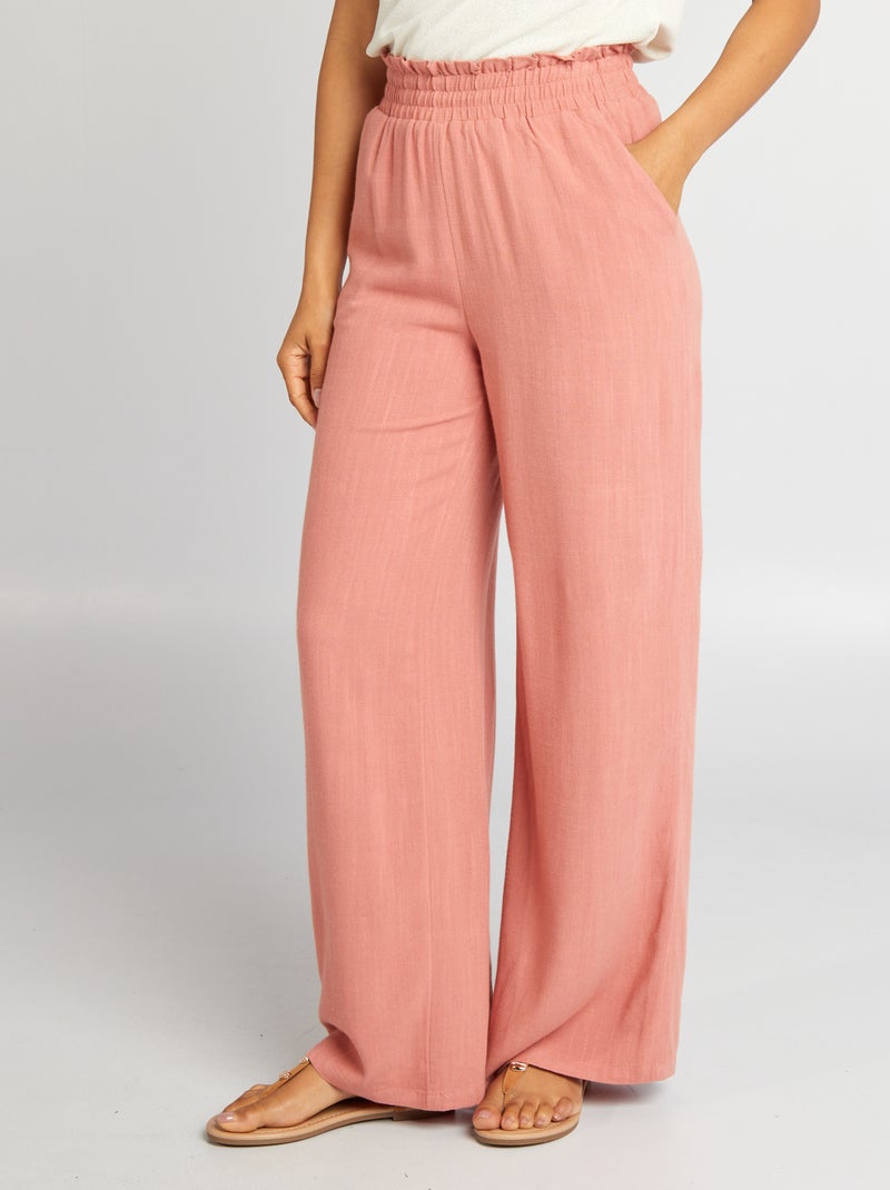 Pantaloni larghi in misto lino ROSA - Kiabi