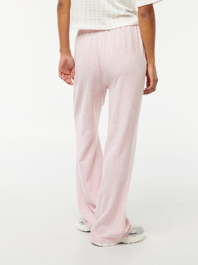 Pantaloni larghi in misto lino Rosa - Kiabi