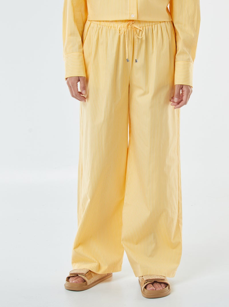 Pantaloni larghi in popeline a righe Giallo - Kiabi