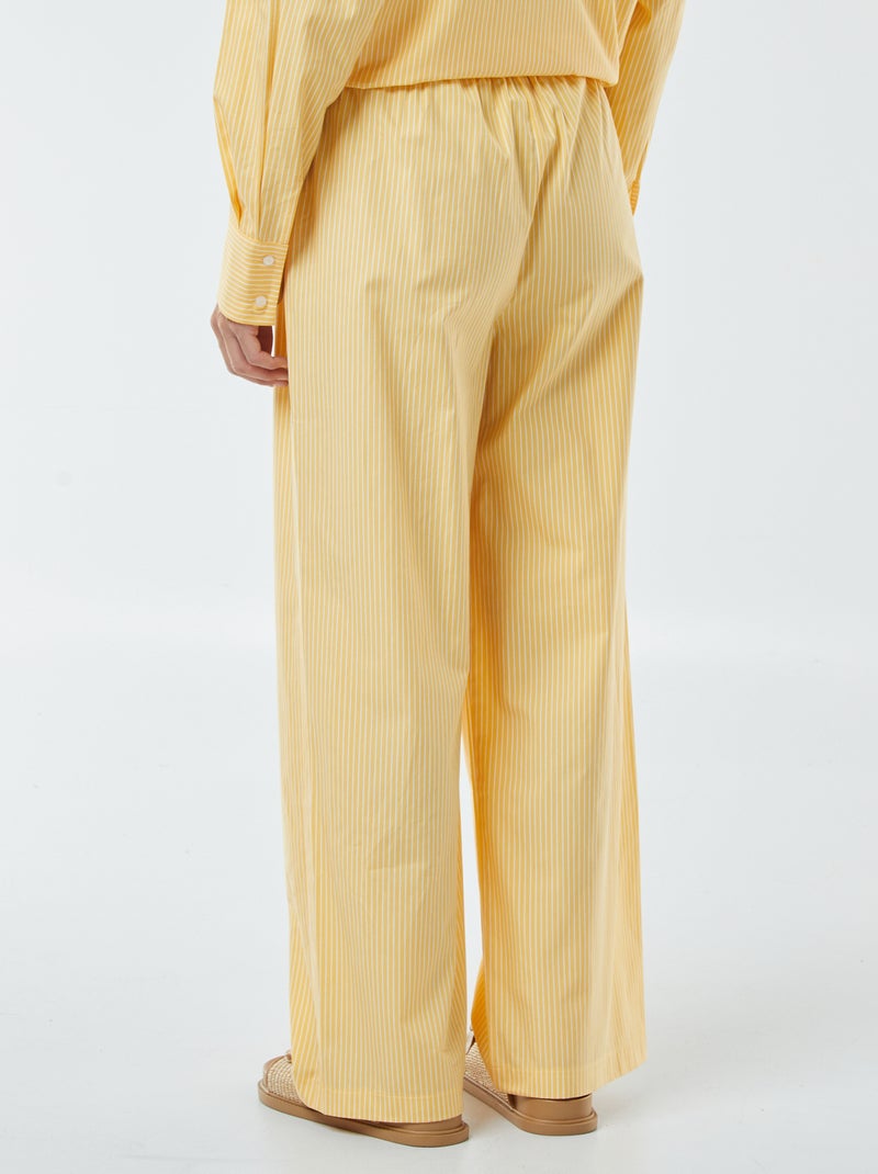 Pantaloni larghi in popeline a righe Giallo - Kiabi