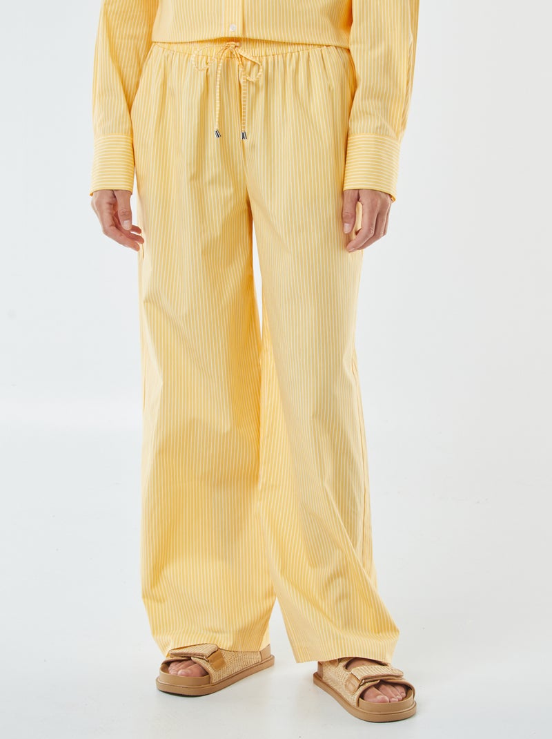Pantaloni larghi in popeline a righe Giallo - Kiabi