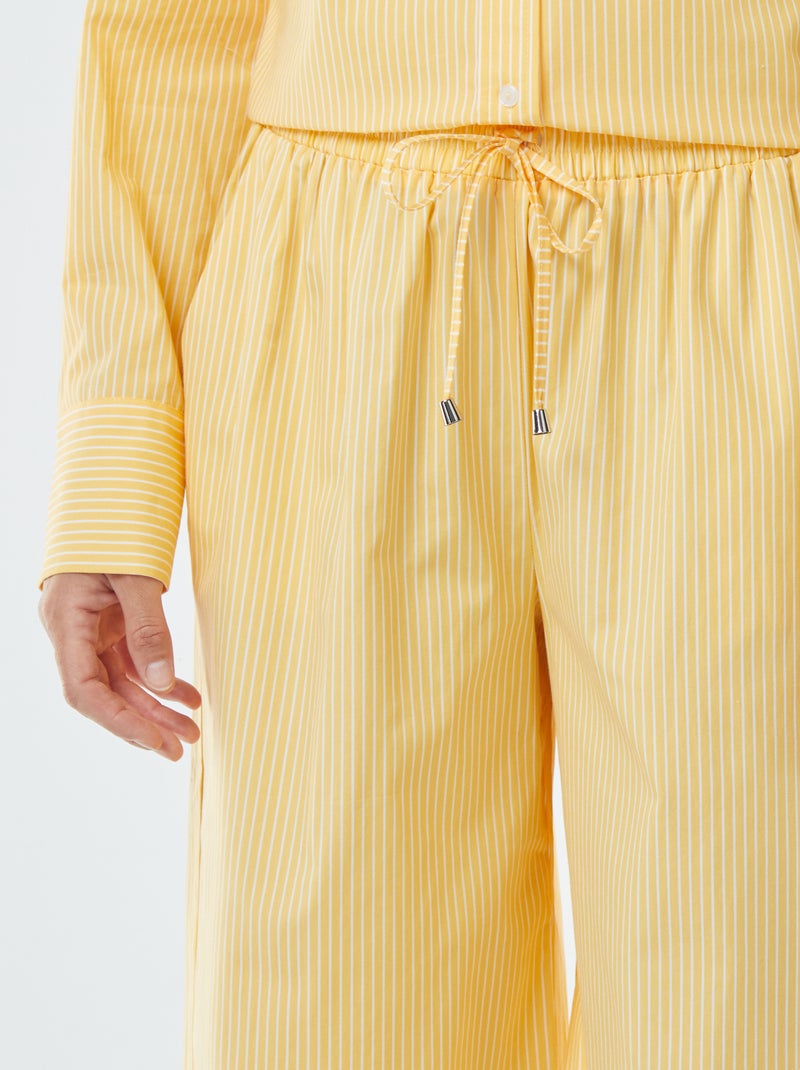 Pantaloni larghi in popeline a righe Giallo - Kiabi