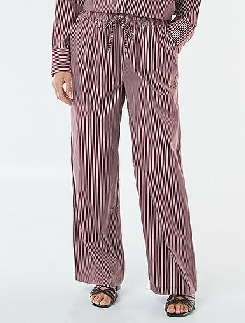 Pantaloni larghi in popeline a righe