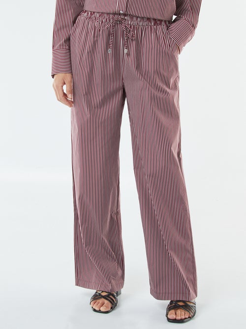 Pantaloni larghi in popeline a righe - Kiabi