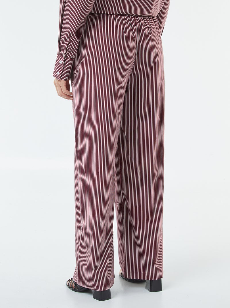 Pantaloni larghi in popeline a righe Rosso - Kiabi
