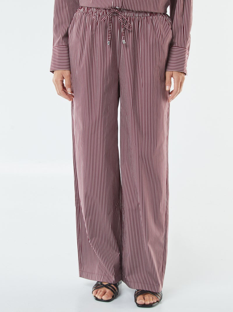 Pantaloni larghi in popeline a righe Rosso - Kiabi