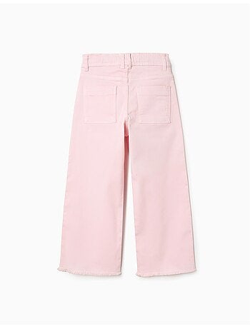 Pantaloni larghi in sargia con orli sfrangiati
