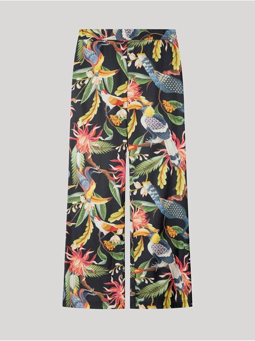 Pantaloni larghi in satin con stampa tropicale sofisticata - Kiabi