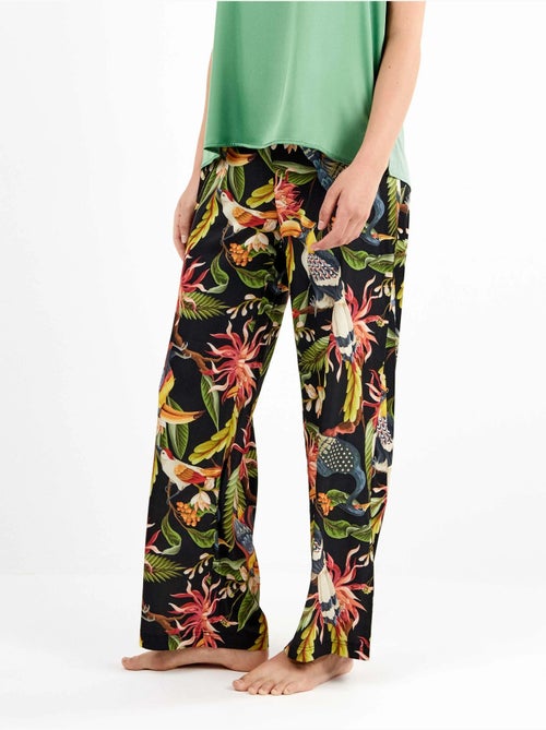 Pantaloni larghi in satin con stampa tropicale sofisticata - Kiabi