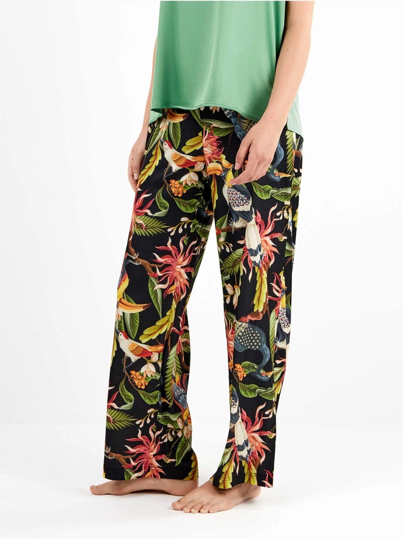 Pantaloni larghi in satin con stampa tropicale sofisticata Multicolore - Kiabi