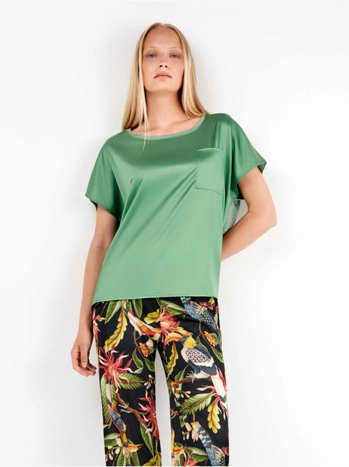 Pantaloni larghi in satin con stampa tropicale sofisticata - Kiabi