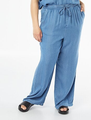 Pantaloni larghi in tencel con vita elasticizzata