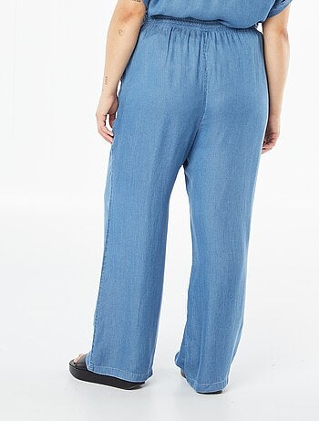 Pantaloni larghi in tencel con vita elasticizzata