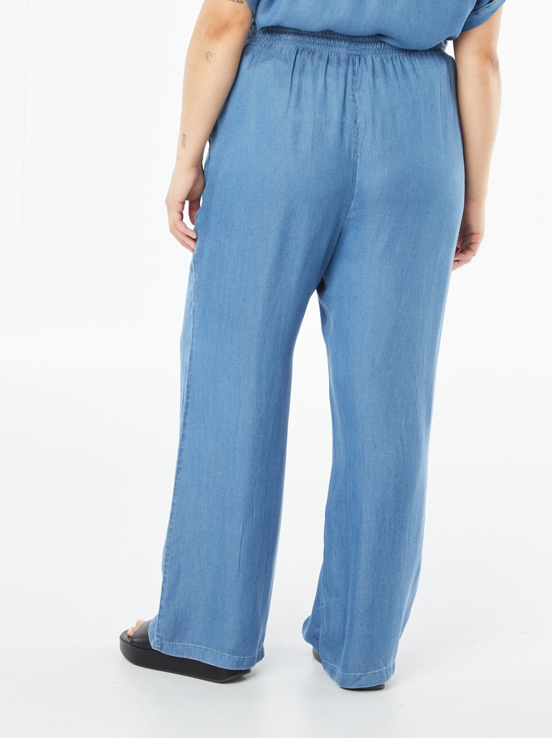 Pantaloni larghi in tencel con vita elasticizzata Blu - Kiabi
