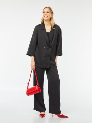 Pantaloni larghi in tessuto effetto crêpe con 2 tasche