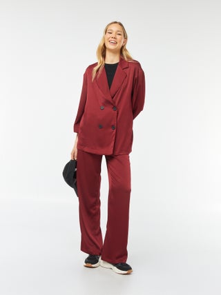 Pantaloni larghi in tessuto effetto crêpe con 2 tasche