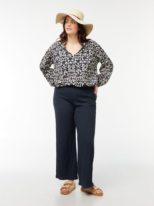 Pantaloni larghi in tessuto goffrato - Kiabi