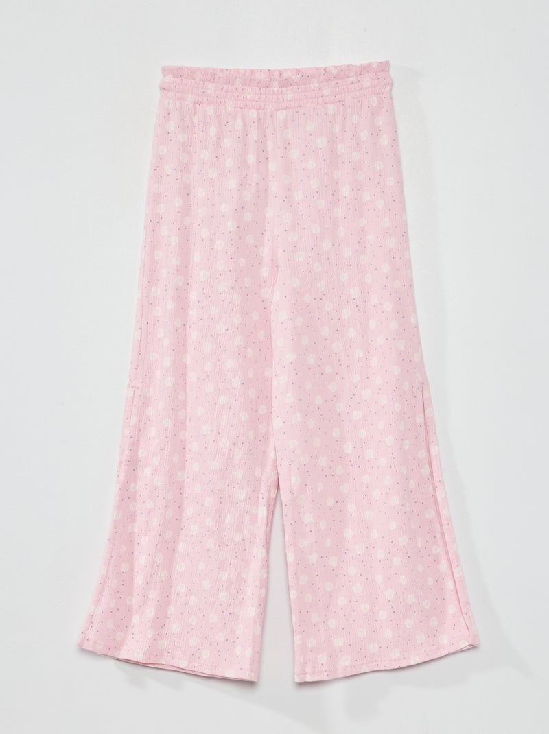Pantaloni larghi in tessuto goffrato con spacchi BIANCO - Kiabi