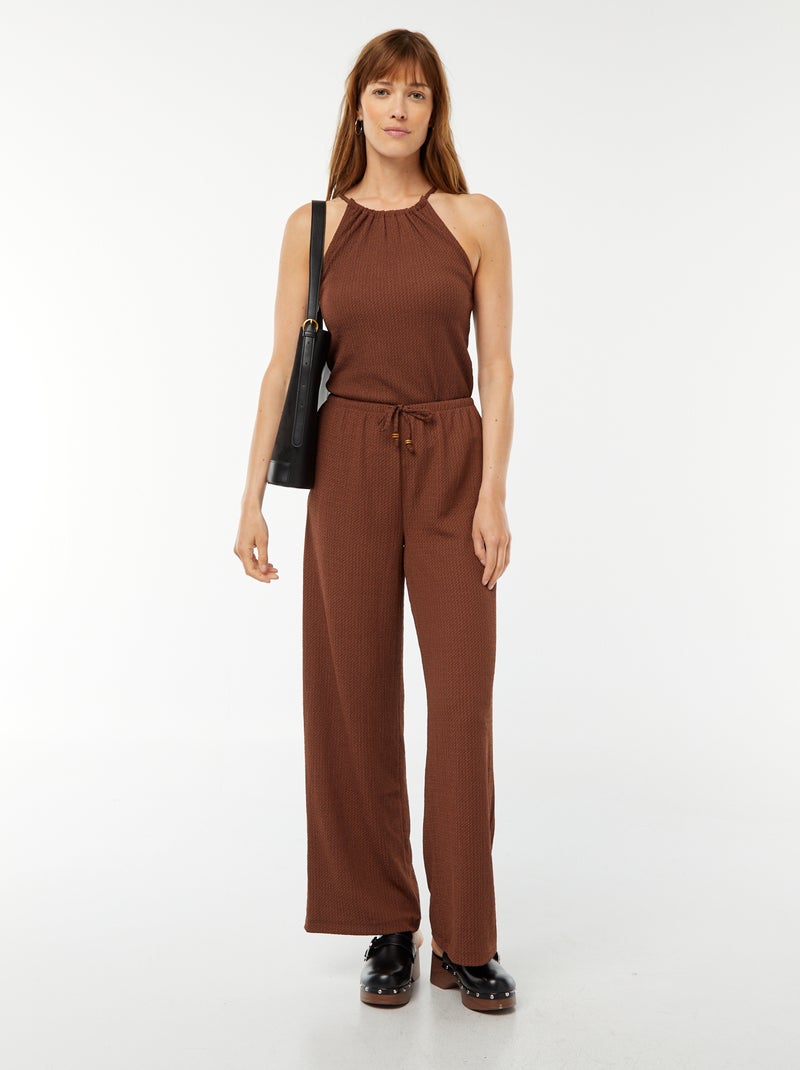 Pantaloni larghi in tessuto goffrato Marrone - Kiabi