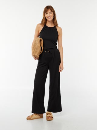 Pantaloni larghi in tessuto goffrato
