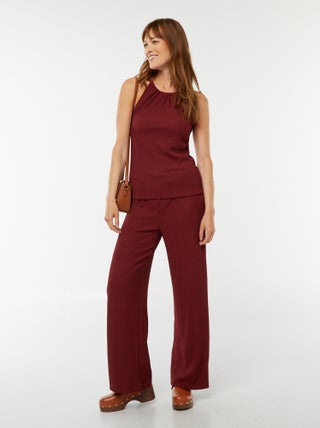 Pantaloni larghi in tessuto goffrato